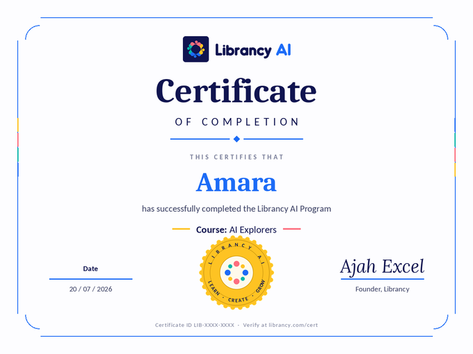 A Librancy certificate of completion